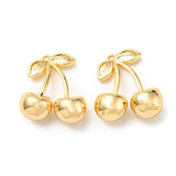 Brass Charms, Cherry, Real 18K Gold Plated, 13x12x5mm, Hole: 0.7mm, 30pc/Set