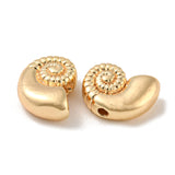 Brass Beads, Spiral Shell Shape, Real 18K Gold Plated, 10x7.5x4mm, Hole: 1.2mm, 30pc/Set