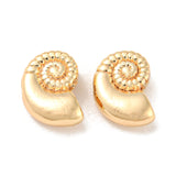 Brass Beads, Spiral Shell Shape, Real 18K Gold Plated, 10x7.5x4mm, Hole: 1.2mm, 30pc/Set