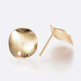 Brass Ear Stud Findings, with Loop, Nickel Free, Real 18K Gold Plated, Flat Round, 12mm, Hole: 1mm, pin: 0.5mm, 50pc/Set