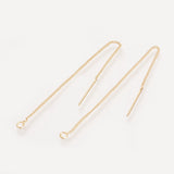 Brass Stud Earring Findings, Ear Threads, Nickel Free, Real 18K Gold Plated, 82~85x1mm, Pin: 0.5mm, 50pc/Set