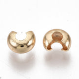 Brass Crimp Beads Covers, Nickel Free, Real 18K Gold Plated, 3.5x2.2mm, Hole: 1.4mm, 500pc/Set