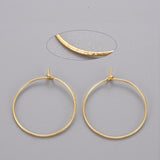 Brass Hoop Earrings, Ring, Real 18K Gold Plated, 20 gauge, 29x25mm, Pin: 0.8mm, 50pcs/Set