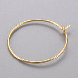 Brass Hoop Earrings, Ring, Real 18K Gold Plated, 20 gauge, 29x25mm, Pin: 0.8mm, 50pcs/Set