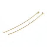 Brass Ball Head Pins, Real 18K Gold Plated, 50x0.8mm, 20 Gauge, Head: 2mm, 200pc/Set