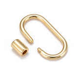 Brass Screw Carabiner Lock Charms, for Necklaces Making, Oval, Golden, 25.5x14x2mm, Screw: 6.5x4.5mm, 10pc/Set