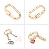 Brass Screw Carabiner Lock Charms, for Necklaces Making, Oval, Golden, 25.5x14x2mm, Screw: 6.5x4.5mm, 10pc/Set