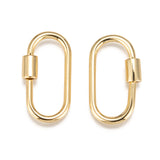 Brass Screw Carabiner Lock Charms, for Necklaces Making, Oval, Golden, 25.5x14x2mm, Screw: 6.5x4.5mm, 10pc/Set