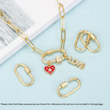 Brass Screw Carabiner Lock Charms, for Necklaces Making, Oval, Golden, 25.5x14x2mm, Screw: 6.5x4.5mm, 10pc/Set