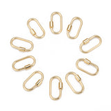 Brass Screw Carabiner Lock Charms, for Necklaces Making, Oval, Golden, 25.5x14x2mm, Screw: 6.5x4.5mm, 10pc/Set