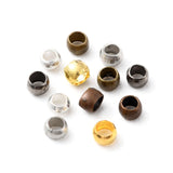 6 Style Rondelle Brass Crimp Beads, Mixed Color, 2x1~2mm, Hole: 1mm, 2376pcs/box