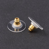 Brass Bullet Clutch Earring Backs with Pad, for Stablizing Heavy Post Earrings, with Plastic Pads, Ear Nuts, Golden, 12x7mm, Hole: 1mm, 200pc/Set