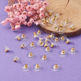 Brass Bullet Clutch Earring Backs with Pad, for Stablizing Heavy Post Earrings, with Plastic Pads, Ear Nuts, Golden, 12x7mm, Hole: 1mm, 200pc/Set