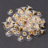 Brass Bullet Clutch Earring Backs with Pad, for Stablizing Heavy Post Earrings, with Plastic Pads, Ear Nuts, Golden, 12x7mm, Hole: 1mm, 200pc/Set