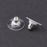 Brass Bullet Clutch Earring Backs with Pad, for Stablizing Heavy Post Earrings, with Plastic Pads, Ear Nuts, Silver, 12x7mm, Hole: 1mm, 200pc/Set