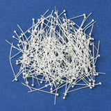 Brass Ball Head pins, Cadmium Free & Lead Free, Silver, 30x0.5mm, 24 Gauge, Head: 2mm, 200pc/Set