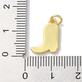 Rack Plated Brass Enamel Charms, with Jump Ring, Long-Lasting Plated, Lead Free & Cadmium Free, Real 18K Gold Plated, Cowboy Boot Charm, White, 14x11x1.5mm, Hole: 3.4mm, 10pc/Set