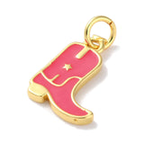 Rack Plated Brass Enamel Charms, with Jump Ring, Long-Lasting Plated, Lead Free & Cadmium Free, Real 18K Gold Plated, Cowboy Boot Charm, Mixed Color, 14x11x1.5mm, Hole: 3.4mm, 10pc/Set