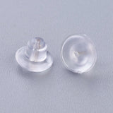 Plastic Ear Nuts, Earring Backs, Clear, 5x7mm, Hole: 0.3mm