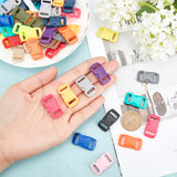 Plastic Adjustable Quick Side Release Buckles, for Luggage Straps Backpack Repairing, Rectangle, Mixed Color, 29x15mm, Hole: 10mm, 76pcs/set