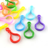 Opaque Solid Color Bulb Shaped Plastic Push Gate Snap Keychain Clasp Findings, Mixed Color, 48x25x5.5mm, Hole: 6mm, 500pc/Set