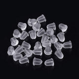 Plastic Ear Nuts, Earring Backs, Clear, 4x4mm, Hole: 0.5mm, 10000pc/Set