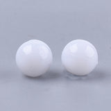 Opaque Plastic Beads, Round, White, 6x5.5mm, Hole: 1.8mm, about 4790pcs/500g, 500g/Set