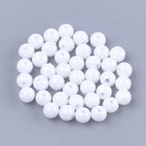 Opaque Plastic Beads, Round, White, 6x5.5mm, Hole: 1.8mm, about 4790pcs/500g, 500g/Set