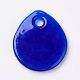 Handmade Lampwork Evil Eye Pendants, Flat Teardrop, Blue, 34x30x5mm, Hole: 4mm, 10pcs/Set