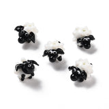 Handmade Lampwork Beads, Sheep, White, 12.5x19.5x15.5mm, Hole: 1.6mm, 5pc/Set