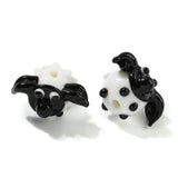 Handmade Lampwork Beads, Sheep, White, 12.5x19.5x15.5mm, Hole: 1.6mm, 5pc/Set