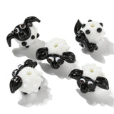 Handmade Lampwork Beads, Sheep, White, 12.5x19.5x15.5mm, Hole: 1.6mm, 5pc/Set