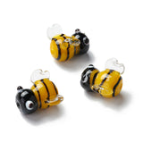 Handmade Lampwork Beads, 3D Bees, Goldenrod, 15.2~16x14.5~16.5x11.2mm, Hole: 1.2~1.4mm, 5pc/Set