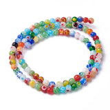 Handmade Millefiori Glass Round Bead Strands, Mixed Color, 4mm, Hole: 1mm, about 95~100pcs/strand, 14~14.5 inch, 5Strand/Set