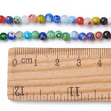 Handmade Millefiori Glass Round Bead Strands, Mixed Color, 4mm, Hole: 1mm, about 95~100pcs/strand, 14~14.5 inch, 5Strand/Set