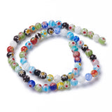 Handmade Millefiori Glass Round Bead Strands, Mixed Color, 6mm, Hole: 1mm, about 65~66pcs/strand, 14.5 inch, 5Strand/Set