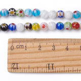 Handmade Millefiori Glass Round Bead Strands, Mixed Color, 6mm, Hole: 1mm, about 65~66pcs/strand, 14.5 inch, 5Strand/Set