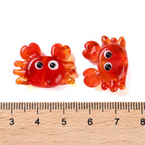 Handmade Lampwork Beads, Crab, 17~18.5x23~24.5x7~8.5mm, Hole: 2mm, 10pc/Set