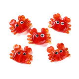 Handmade Lampwork Beads, Crab, 17~18.5x23~24.5x7~8.5mm, Hole: 2mm, 10pc/Set