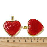 Handmade Lampwork Pendants, with Brass Findings, Long-Lasting Plated, Lead Free & Cadmium Free, Heart Charms, FireBrick, 31~32x31~31.5x5mm, Hole: 6.5x4mm, 10pc/Set