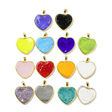 Handmade Lampwork Pendants, with Brass Findings, Long-Lasting Plated, Lead Free & Cadmium Free, Heart Charms, Mixed Color, 31~32x31~31.5x5mm, Hole: 6.5x4mm, 10pc/Set