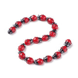 Handmade Lampwork Beads Strands with Bubble bag, Ladybug, Red, 12~14x9~10x5~6mm, Hole: 1~2mm, about 20pcs/Strand