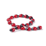 Handmade Lampwork Beads Strands with Bubble bag, Ladybug, Red, 12~14x9~10x5~6mm, Hole: 1~2mm, about 20pcs/Strand