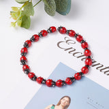 Handmade Lampwork Beads Strands with Bubble bag, Ladybug, Red, 12~14x9~10x5~6mm, Hole: 1~2mm, about 20pcs/Strand