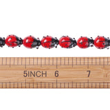 Handmade Lampwork Beads Strands with Bubble bag, Ladybug, Red, 12~14x9~10x5~6mm, Hole: 1~2mm, about 20pcs/Strand