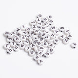 Acrylic Horizontal Hole Letter Beads, Flat Round, Size: about 7mm in diameter, 3mm thick, hole: 1.5mm, about 4060pcs/500g.