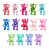 28Pcs 14 Style Opaque & Transparent Acrylic Pendants, Bear, Mixed Color, 37x28x13mm, Hole: 2.5mm, 2pcs/style