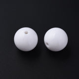 Opaque Acrylic Beads, Round, White, 20x19mm, Hole: 3mm, about 111pcs/500g