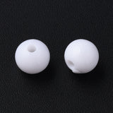 Opaque Acrylic Beads, Round, White, 8x7mm, Hole: 2mm, about 1745pcs/500g, 500g/Set