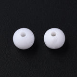 Opaque Acrylic Beads, Round, White, 8x7mm, Hole: 2mm, about 1745pcs/500g, 500g/Set